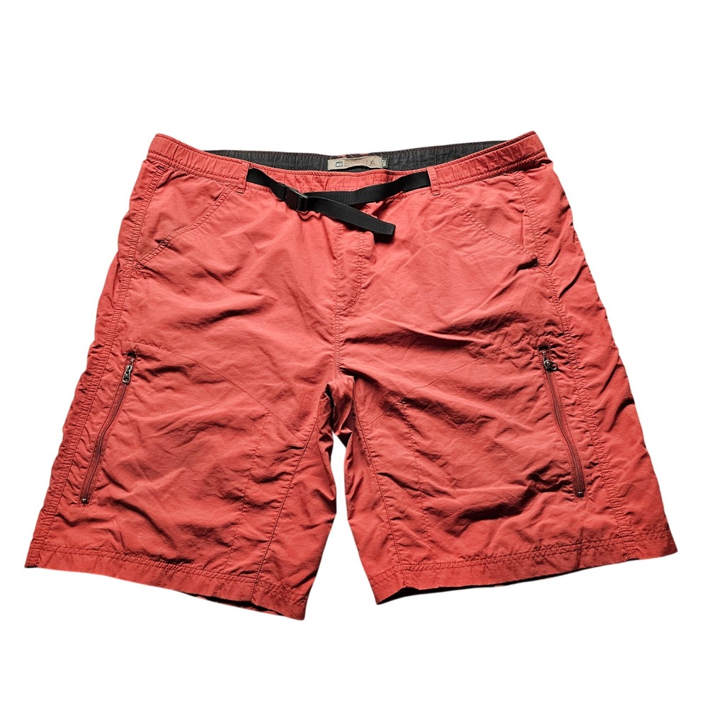 REI Co-op Sahara Cargo Shorts Mens XL Red Outdoor Hiking UPF 30 Integrated Belt